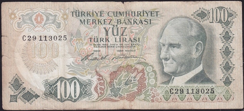 6.Emisyon 1.Tertip 100 Lira C29 113025 Temiz