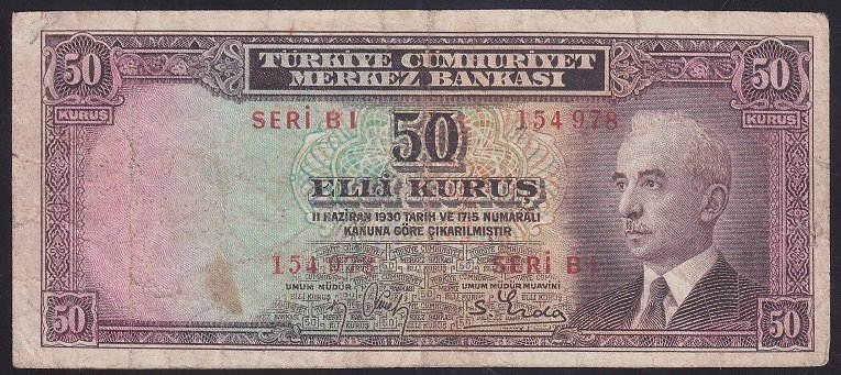 2.EMİSYON BATAN GEMİ 50 KURUŞ B1 154978 TEMİZ