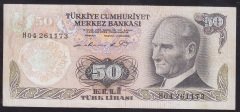 6.EMİSYON 1.TERTİP 50 LİRA H04 261173 ÇOK TEMİZ + eski para