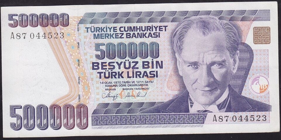 7.Emisyon 1.Tertip 500.000 Lira A87 044523 Ççt Çilaltı