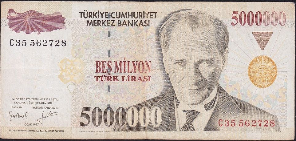 7.Emisyon 5 000 000 Lira C35 562728 Çok Temiz