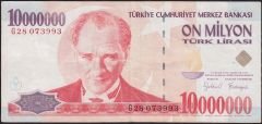 7.Emisyon 10 000 000 Lira G28 073993 Çok Temiz