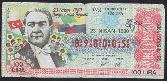 1980 23 NİSAN YARIM BİLET - Y SERİSİ