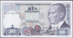 7.Emisyon 1.Tertip 1000 Lira A53 281949 Çil