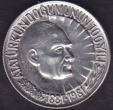 Atatürk'ün Doğumunun 100. Yılı 1 Lira 1981 Gümüş