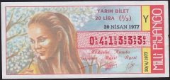 1977 30 Nisan Yarım Bilet - Y Serisi