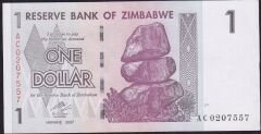 Zimbabwe 1 Dolar 2007 Çilaltı Pick 65