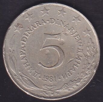 Yugoslavya 5 Dinar 1981