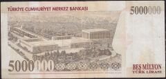 7.Emisyon 5 000 000 Lira C34 394045 Çok Temiz+