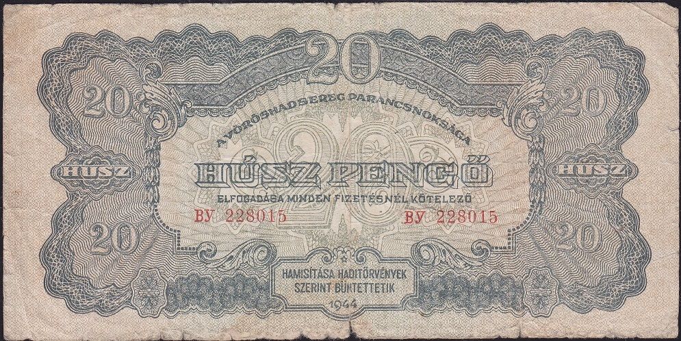 Macaristan 20 Pengo 1944 Temiz