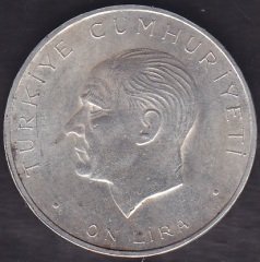 1960 Yılı 10 Lira - Hakimiyet Milletindir İhtilal Gümüş ( 15 Gram )