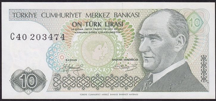 7.Emisyon 1.Tertip 10 Lira C40 203474 Çilaltı