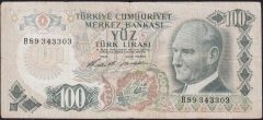 6.Emisyon 1.Tertip 100 Lira B89 343303 Çok Temiz