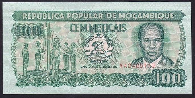Mozambik 100 Meticais 1989 ÇİL AA Pick 130b