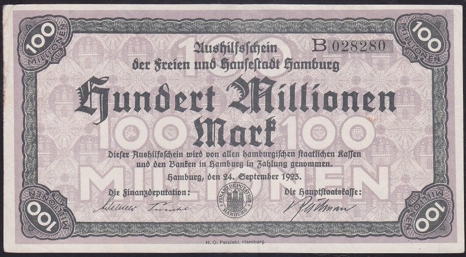 ALMANYA 100 MİLYON MARK 1923 ÇİLALTI