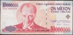 7.Emisyon 10 000 000 Lira G22 306289 Çok Temiz