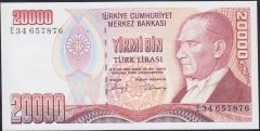 7.EMİSYON 1.TERTİP 20000 LİRA E34 657876 ÇİL