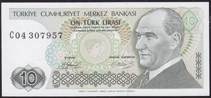 7.Emisyon 1.Tertip 10 Lira C04 307957 Çil