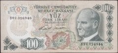 6.Emisyon 1.Tertip 100 Lira B87 316946 Çok Temiz+