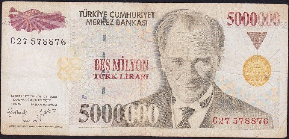 7.Emisyon 5 000 000 Lira C27 578876 Çok Temiz