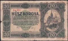 Macaristan 20 Korona 1920 Temiz