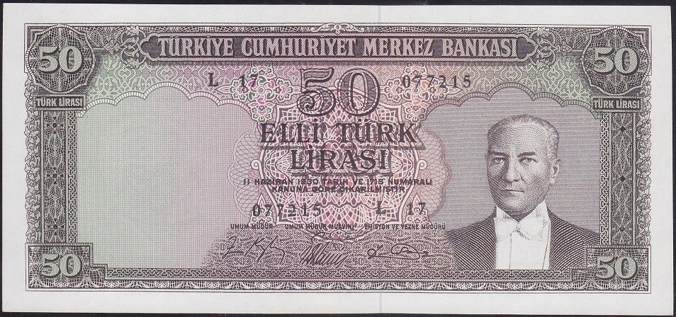 5.Emisyon 6.tertip 50 Lira L17 077215 Çilaltı Çil