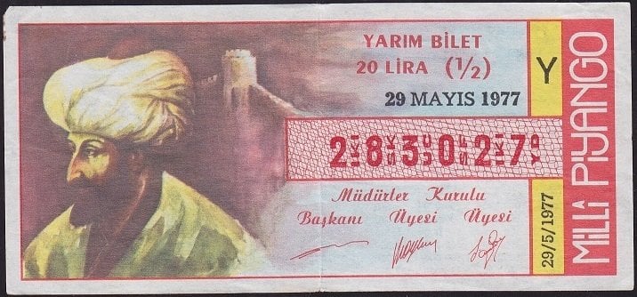 1977 29 Mayıs Yarım Bilet - Y Serisi
