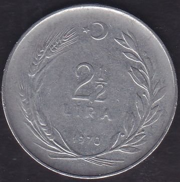 1970 Yılı 2.5 Lira Ters