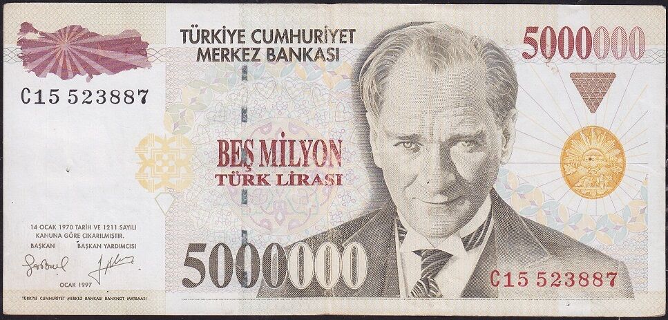 7.Emisyon 5 000 000 Lira C15 523887 Çok Temiz