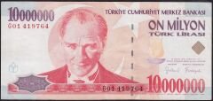 7.Emisyon 10 000 000 Lira G01 419764 Çok Temiz+