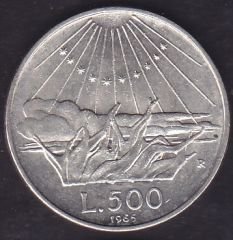 İtalya 500 Liret 1965 Çilaltı Çil Gümüş Hatıra Para 700. Yıldönümü - Dante Alighieri'nin Doğumu