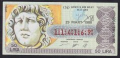 1980 29 MART ÇEYREK BİLET - N SERİSİ
