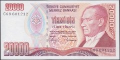 7.EMİSYON 1.TERTİP 20000 LİRA C69 601212 ÇİL