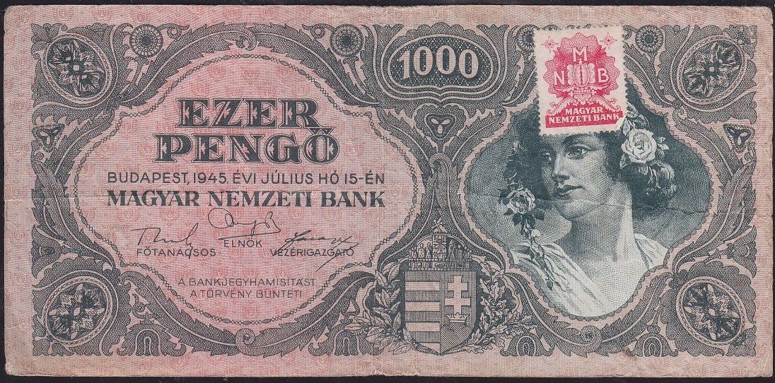 Macaristan 1000 Pengo 1945 Çok Temiz