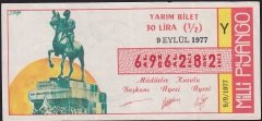 1977 9 Eylül Yarım Bilet - Y Serisi