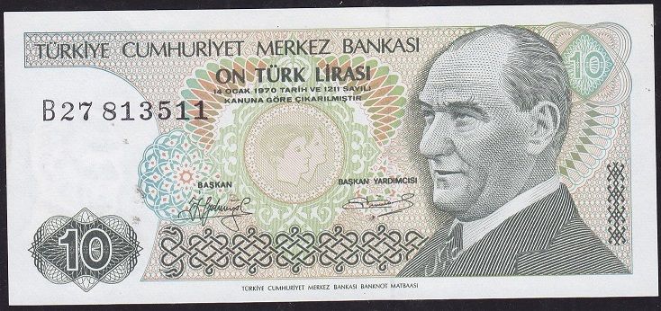 7.Emisyon 1.Tertip 10 Lira B27 813511 Çil