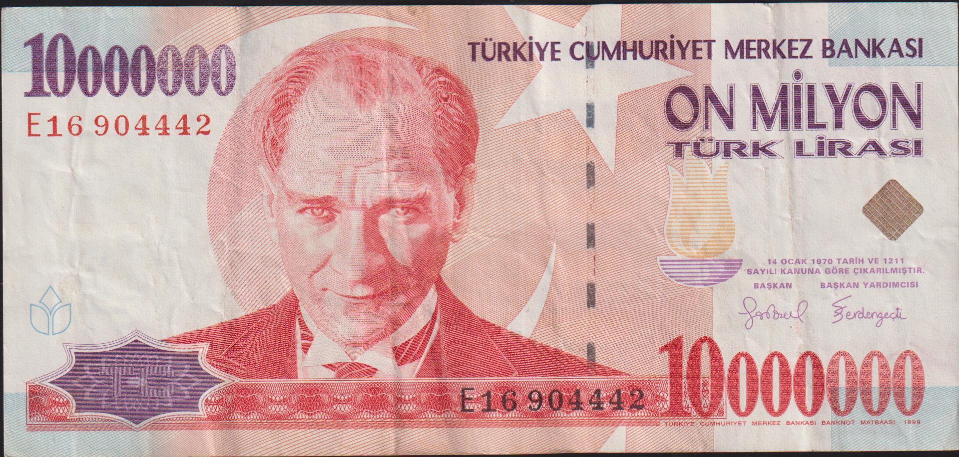 7.Emisyon 10 000 000 Lira E16 904442 Çok Temiz+