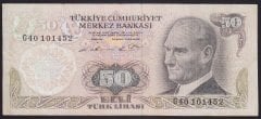 6.EMİSYON 1.TERTİP 50 LİRA G40 101452 ÇOK TEMİZ