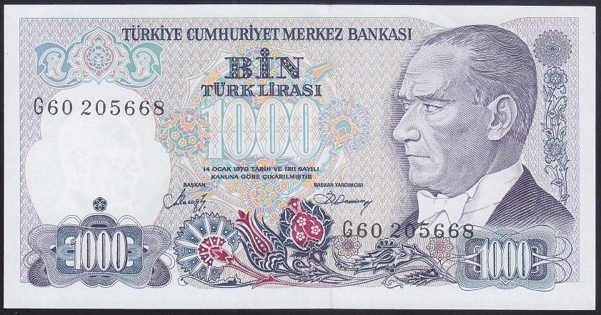 7.EMİSYON 2.TERTİP 1000 LİRA G60 205668 ÇİLALTI ÇİL