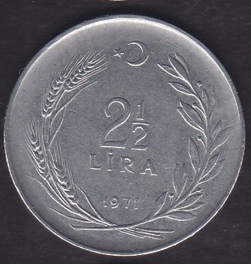 1971 Yılı 2.5 Lira Ters