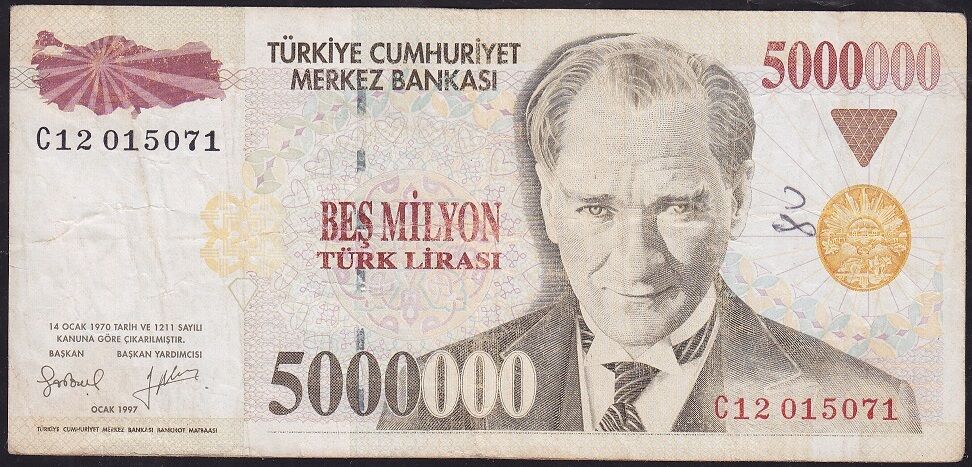 7.Emisyon 5 000 000 Lira C12 015071 Çok Temiz