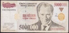 7.Emisyon 5 000 000 Lira C12 015071 Çok Temiz