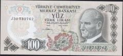 6.Emisyon 3.Tertip 100 Lira J30 733762 Çil