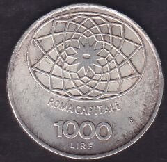 İtalya 1000 Liret 1970 Gümüş Hatıra para 100. Yıldönümü - İtalya'nın başkenti Roma