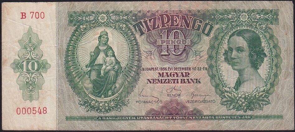 Macaristan 10 Pengo 1936 Çok Temiz