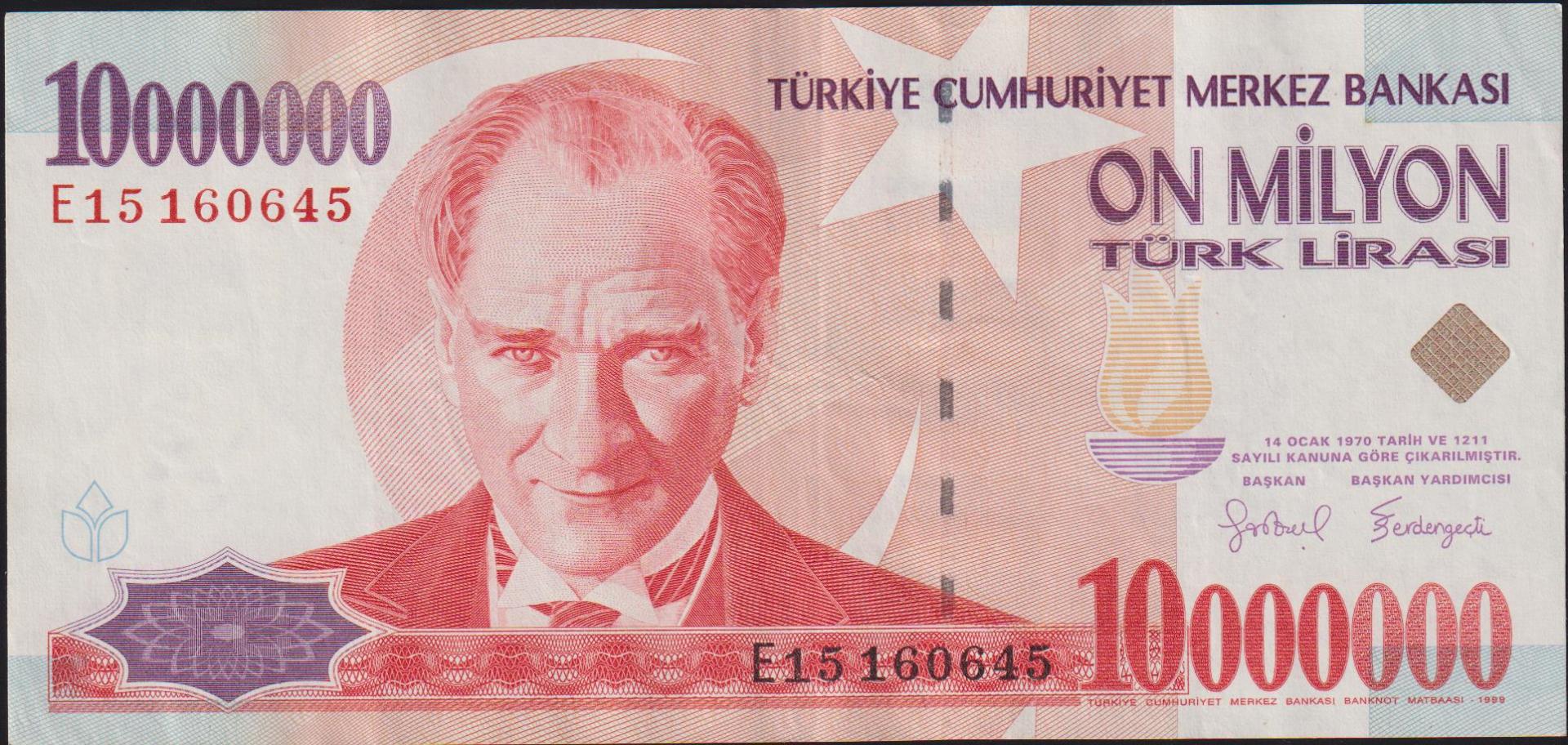 7.Emisyon 10 000 000 Lira E15 160645 Çok Temiz+
