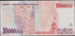7.Emisyon 10 000 000 Lira E15 160645 Çok Temiz+
