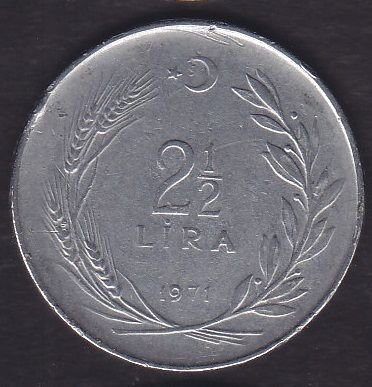 1971 Yılı 2.5 Lira Düz