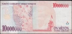 7.Emisyon 10 000 000 Lira F78 671169 Çok Temiz
