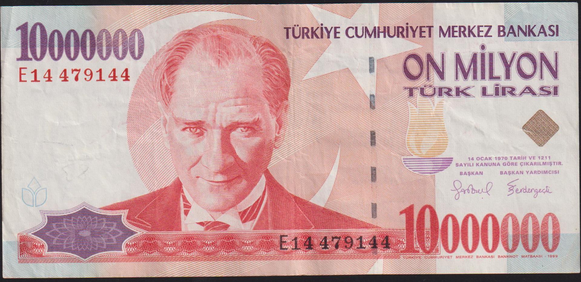 7.Emisyon 10 000 000 Lira E14 479144 Çok Temiz+